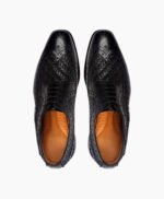 Buxton Derby Black Woven Leather Shoes