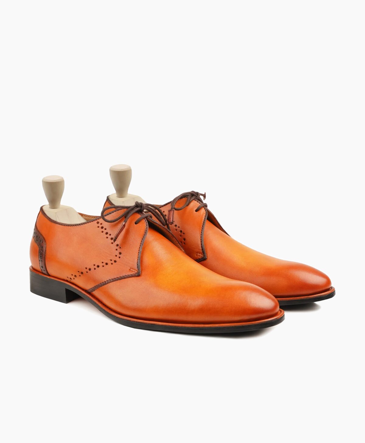 Chesterfield Derby Orange Tan Leather Shoes