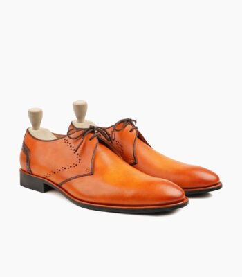 Chesterfield Derby Orange Tan Leather Shoes