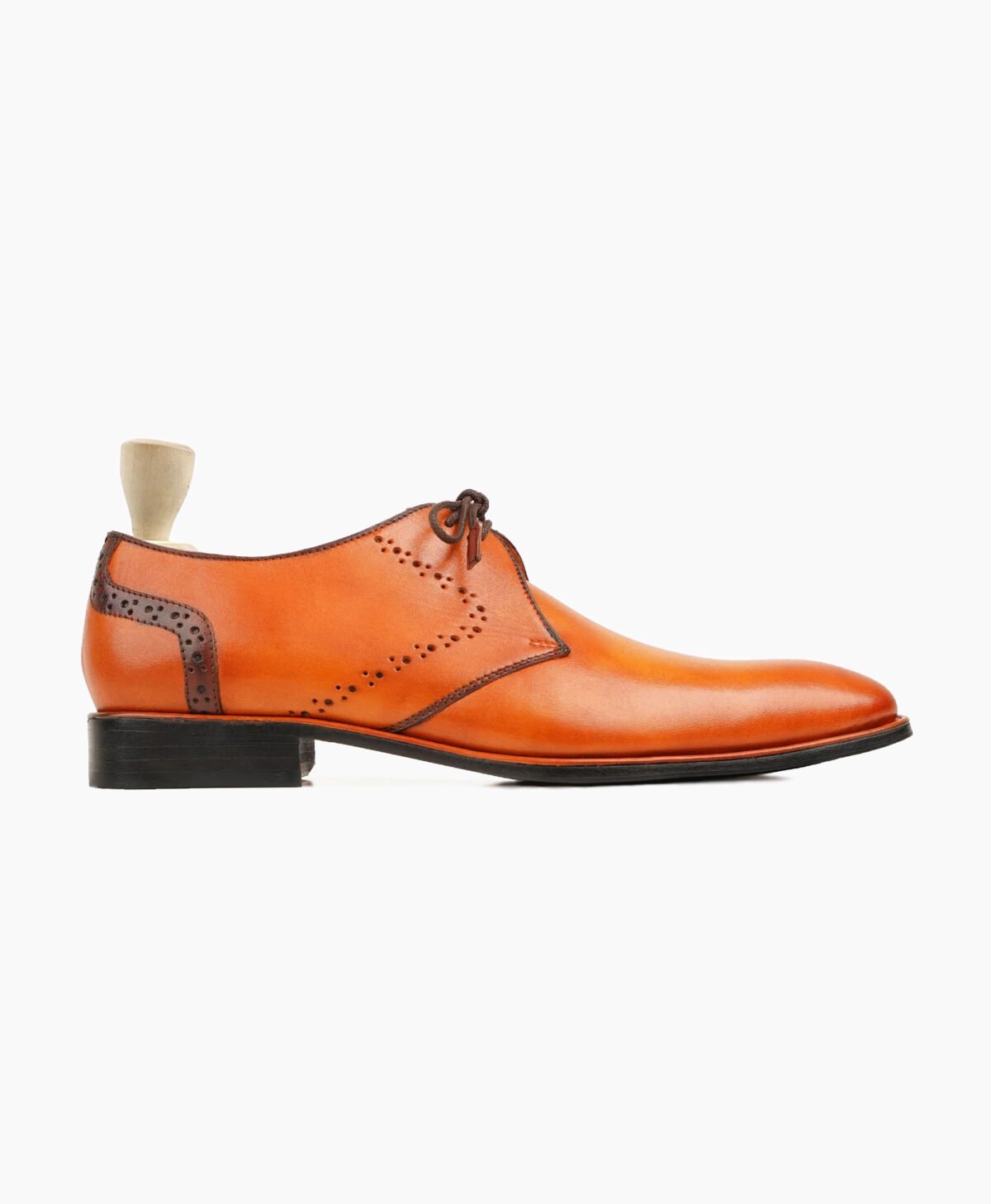 Chesterfield Derby Orange Tan Leather Shoes