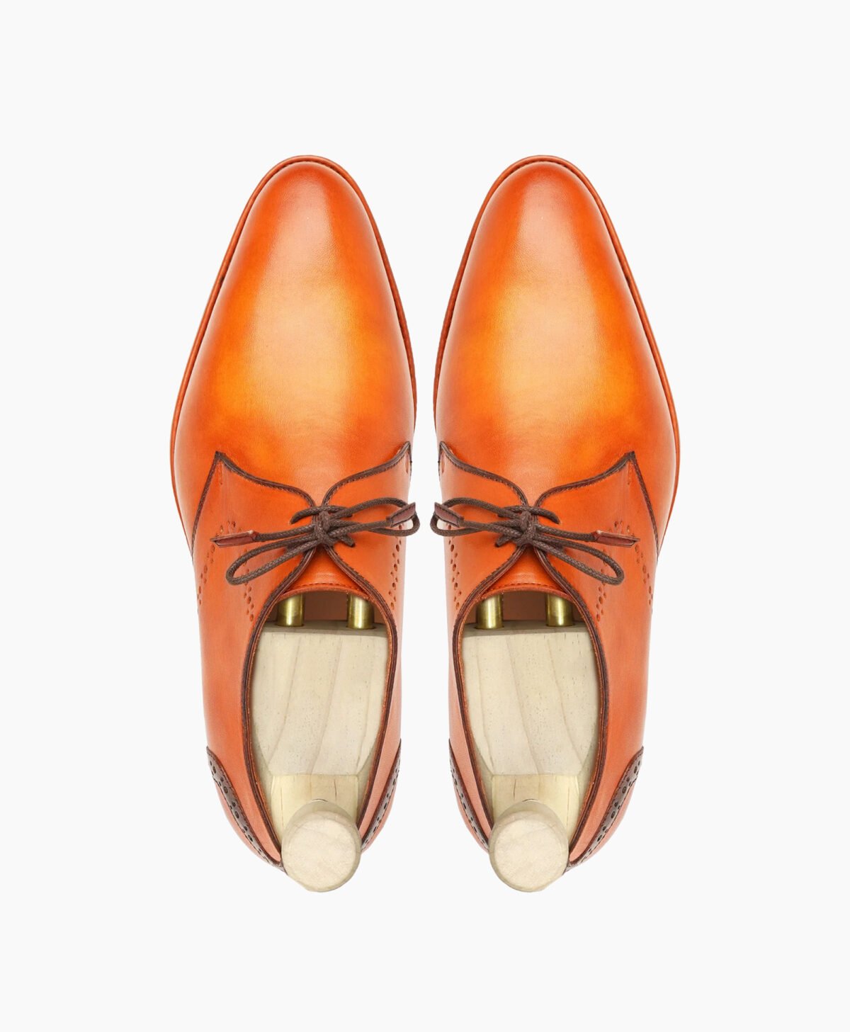 Chesterfield Derby Orange Tan Leather Shoes
