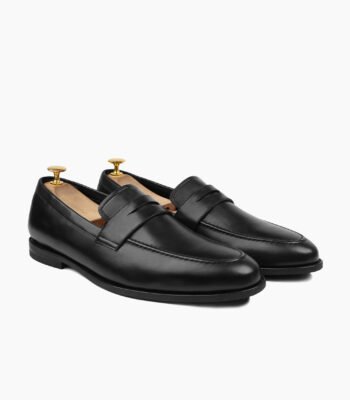 Crediton Black Leather Loafers