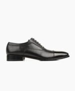Looe Oxford Black With Patent Toe Cap Leather Shoes