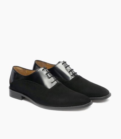Nantwich Oxford Fusion Of Black Suede Leather Shoes