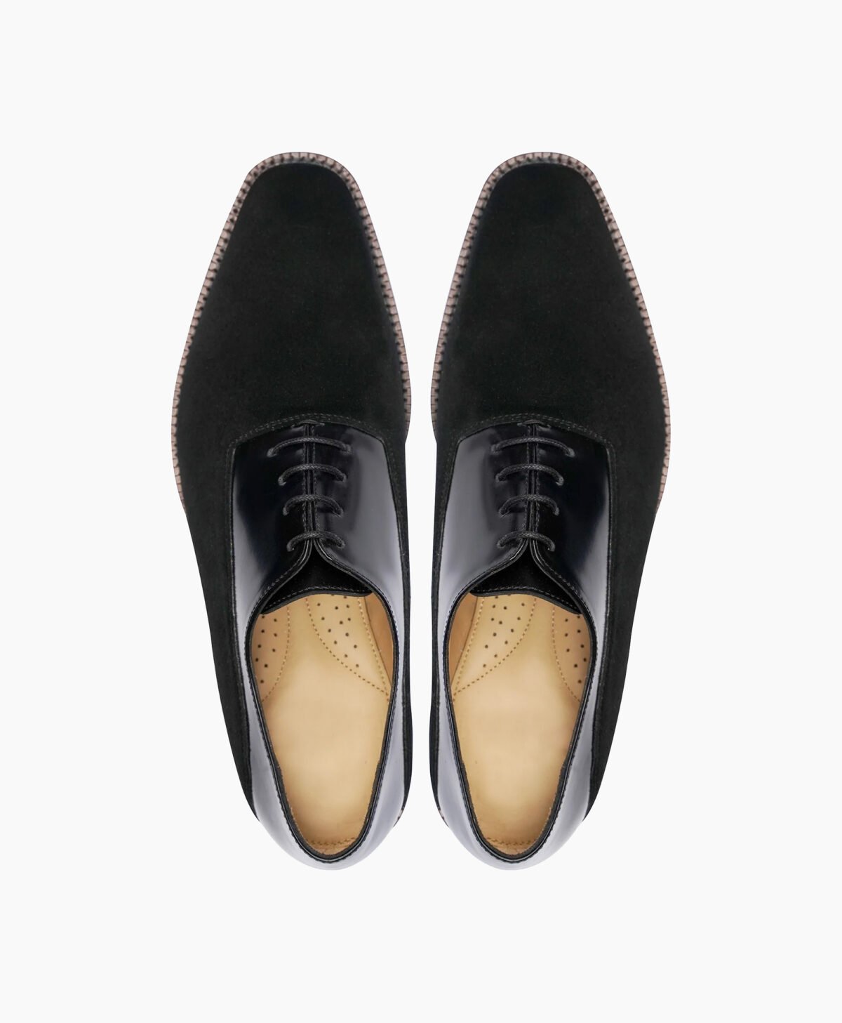 Nantwich Oxford Fusion Of Black Suede Leather Shoes