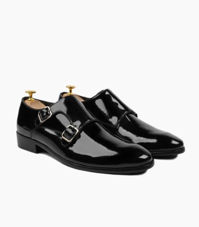 Torridge Double Monkstrap Black Leather Shoes