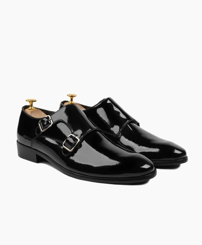 Torridge Double Monkstrap Black Leather Shoes