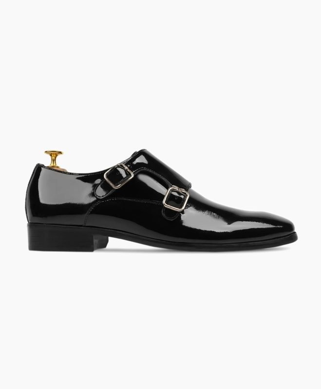 Torridge Double Monkstrap Black Leather Shoes