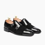 Totnes Double Monkstrap Black Leather Shoes