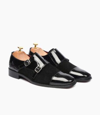 Totnes Double Monkstrap Black Leather Shoes