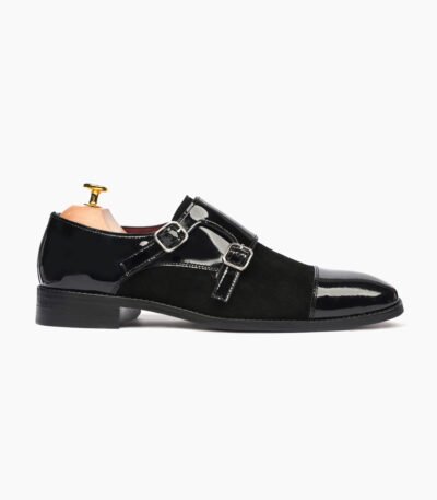 Totnes Double Monkstrap Black Leather Shoes