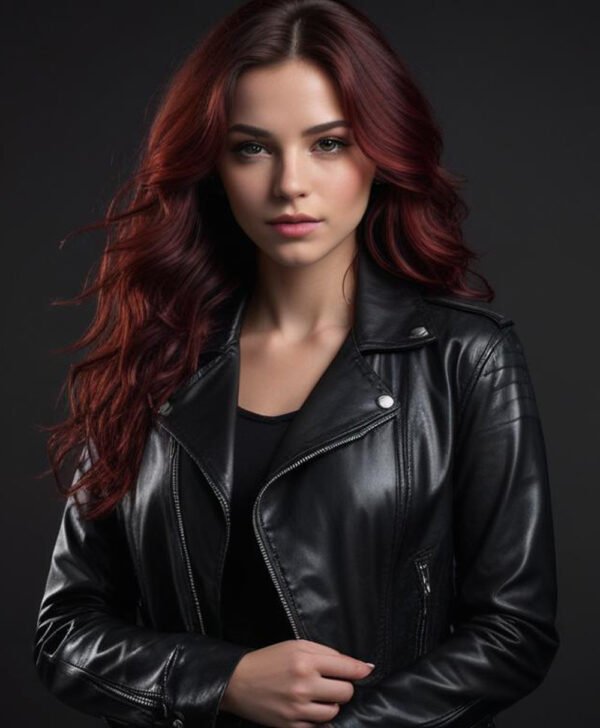 Leather Biker Jacket Black Ellaar