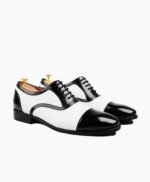 Purbeck Oxford White Calf and Patent Leather Shoes