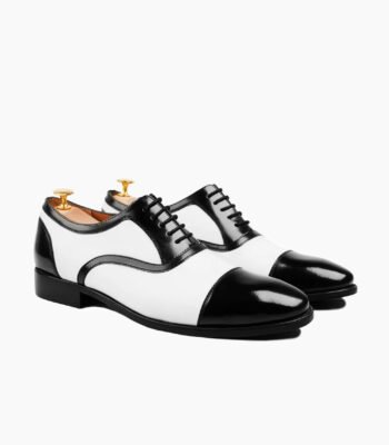 Purbeck Oxford White Calf and Patent Leather Shoes