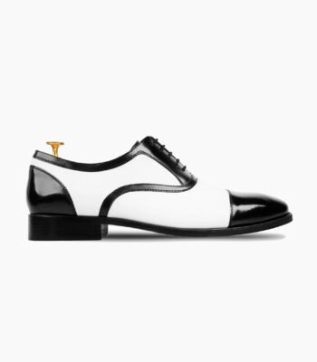 Purbeck Oxford White Calf and Patent Leather Shoes
