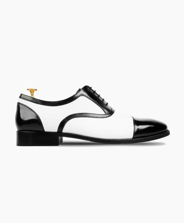 Purbeck Oxford White Calf and Patent Leather Shoes
