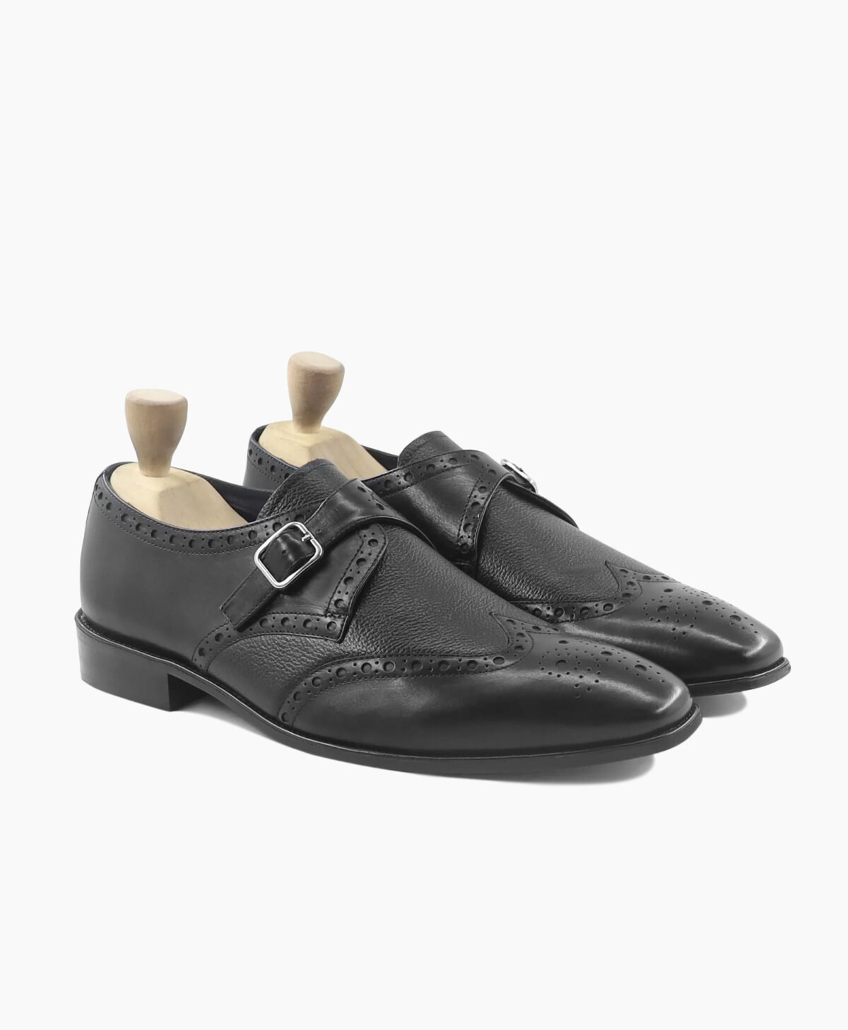 Antioch Single Monkstrap Back Calf and Pebble Grain Leather Shoes Image200