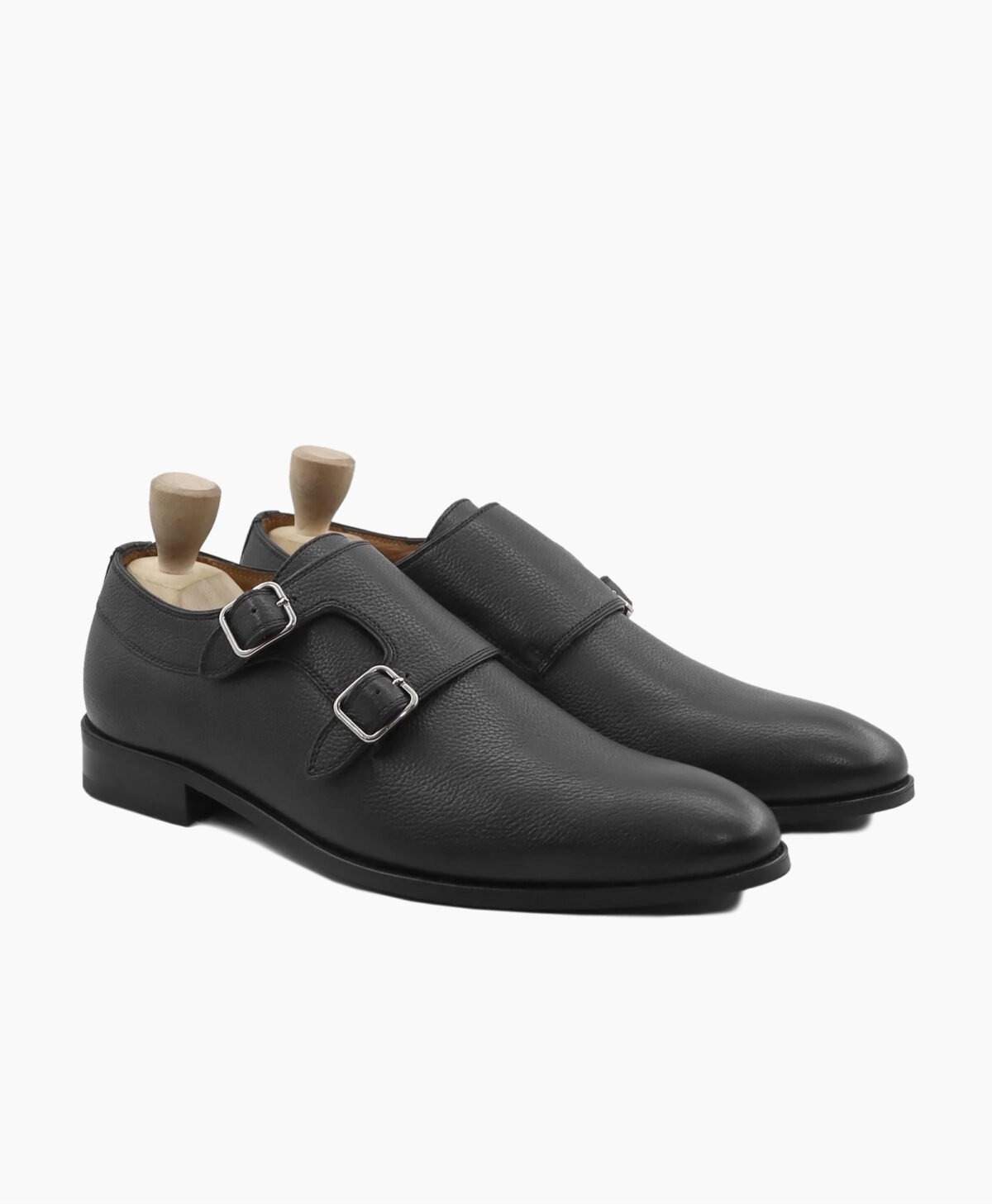 Berkeley Double Monkstrap Black Pebble Grain Leather Shoes Image200