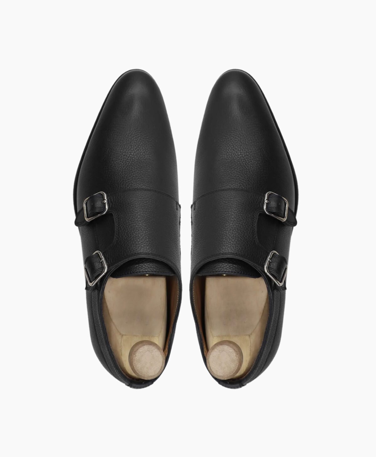 Berkeley Double Monkstrap Black Pebble Grain Leather Shoes Image202