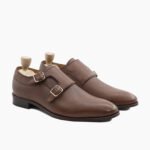 Berkeley Double Monkstrap Brown Pebble Grain Leather Shoes