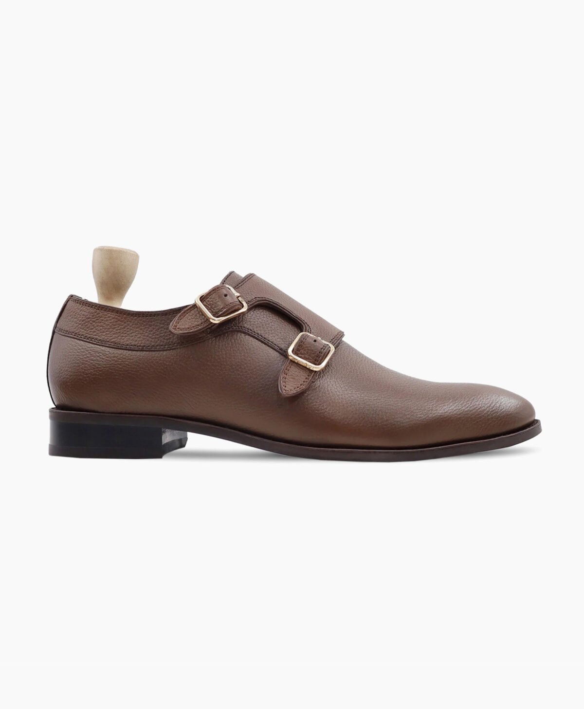 Berkeley Double Monkstrap Brown Pebble Grain Leather Shoes Image201