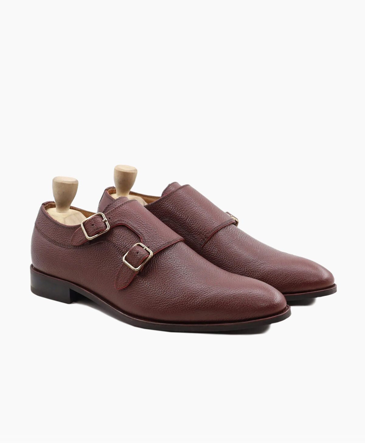 Berkeley Double Monkstrap Oxblood Pebble Grain Leathe Shoes