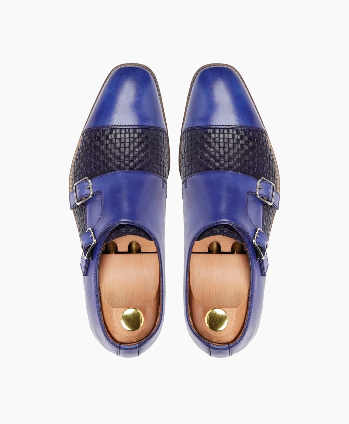 Dawlish Double Monkstrap Blue Hand Woven Calf Leather Shoes Image202