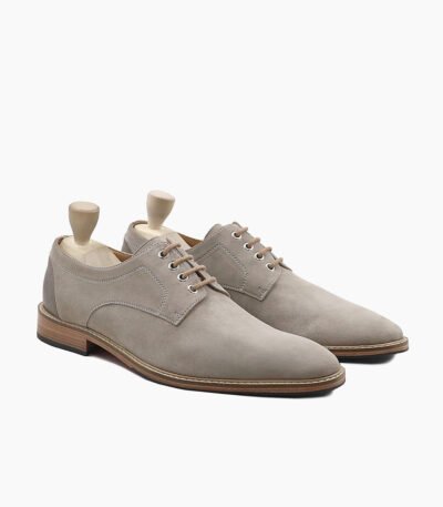 Palmer Derby Steel Grey Kid Suede Shoes-image200