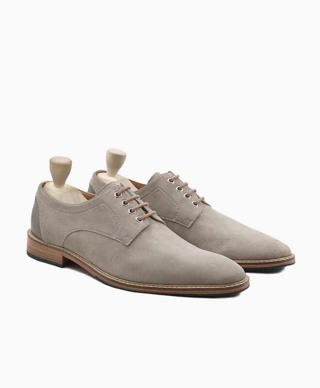 Palmer Derby Steel Gray Kid Suede Shoes