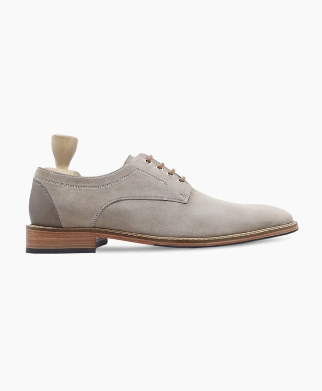 Palmer Derby Steel Gray Kid Suede Shoes