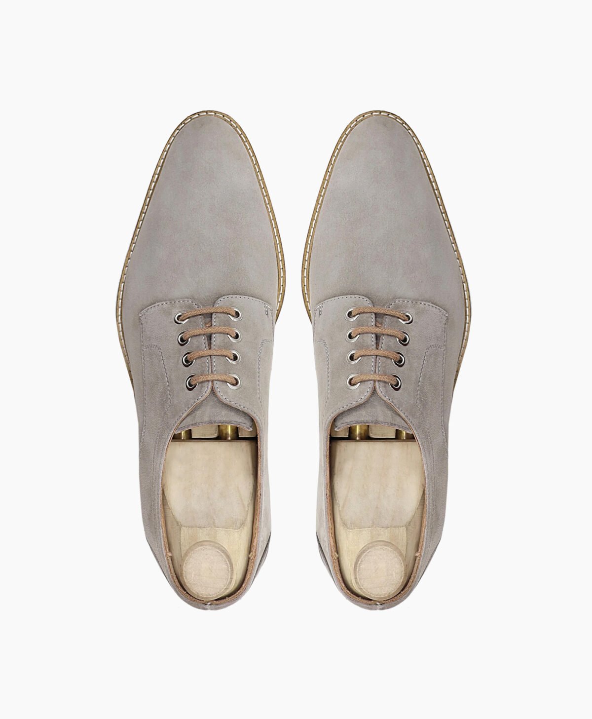 Palmer Derby Steel Grey Kid Suede Shoes-image202