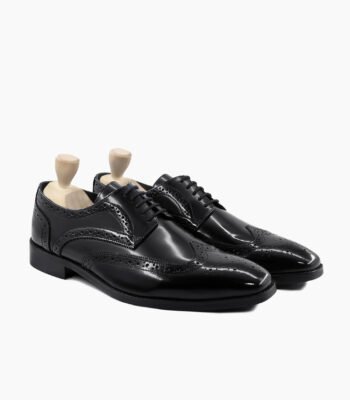 Skagway Derby Black Box Leather High Shine Shoes