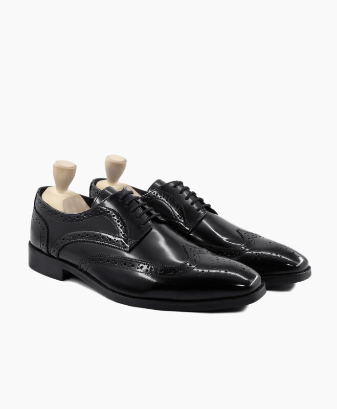 Skagway Derby Black Box Leather High Shine Shoes