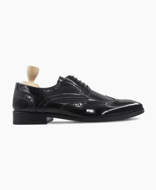 Skagway Derby Black Box Leather High Shine Shoes