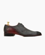 Valdez Derby Burnished Charcoal Gray Black Kid Suede Shoes