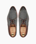Valdez Derby Burnished Charcoal Gray Black Kid Suede Shoes