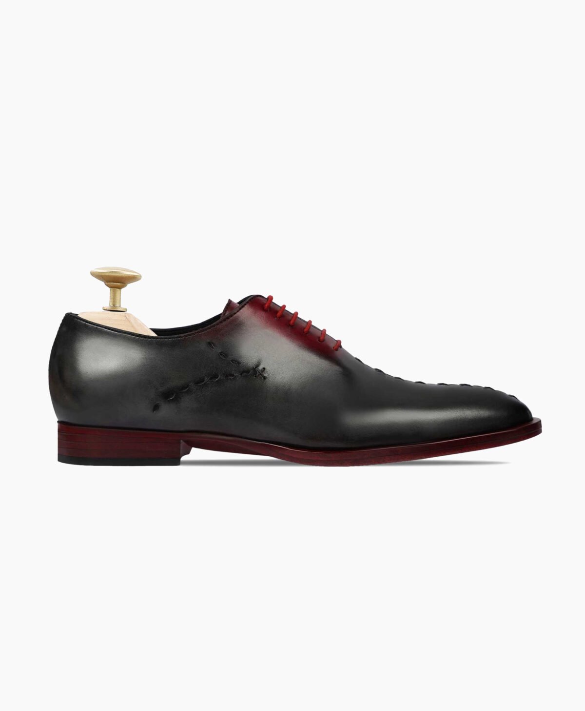 Denver Wholecut Charcoal Oxblood Patina Calf Leather Shoes Image201