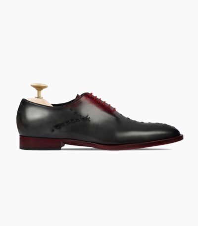 Denver Wholecut Charcoal Oxblood Patina Calf Leather Shoes