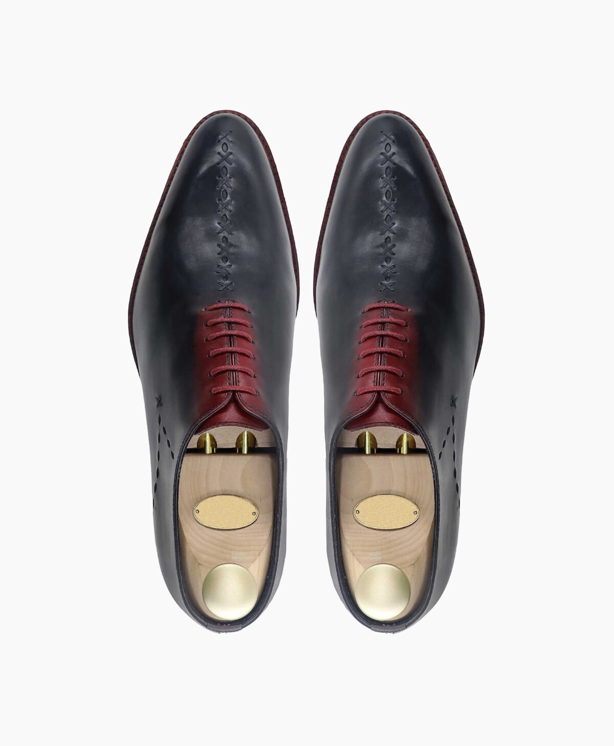 Denver Wholecut Charcoal Oxblood Patina Calf Leather Shoes Image202