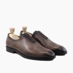 Durango Wholecut Burnished Black Berry Calf Leather Shoes
