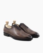 Durango Wholecut Burnished Black Berry Calf Leather Shoes