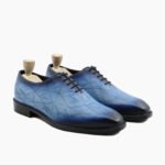 Estes Wholecut Burnished Blue Pebble Grain Leather Shoes