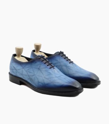 Estes Wholecut Burnished Blue Pebble Grain Leather Shoes
