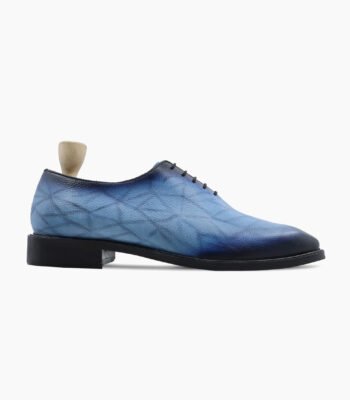 Estes Wholecut Burnished Blue Pebble Grain Leather Shoes