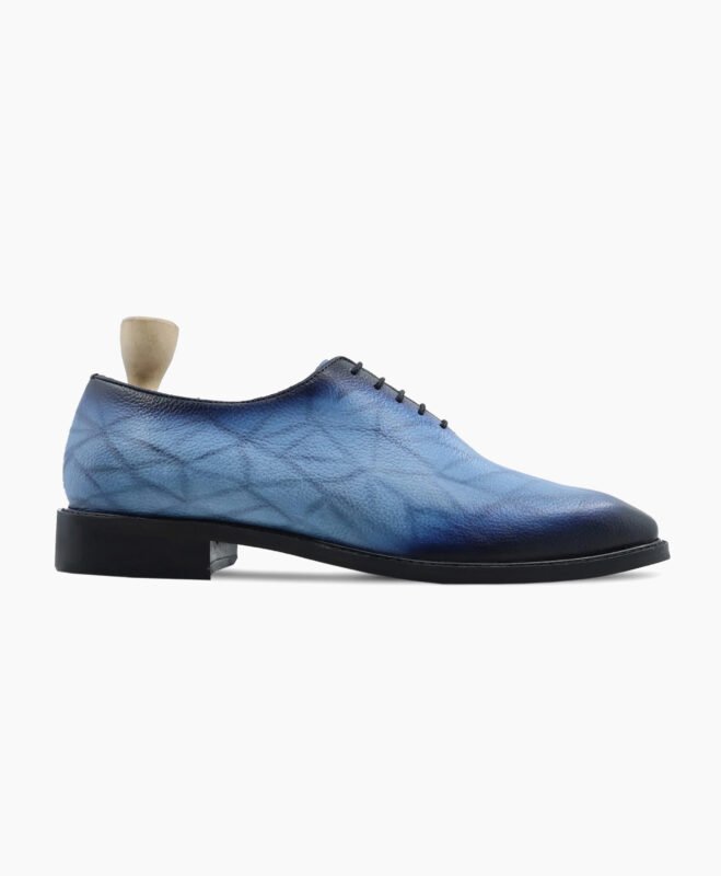 Estes Wholecut Burnished Blue Pebble Grain Leather Shoes
