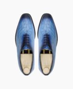 Estes Wholecut Burnished Blue Pebble Grain Leather Shoes