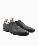 Kingman Wholecut Black Pebble Grain Leather Shoes