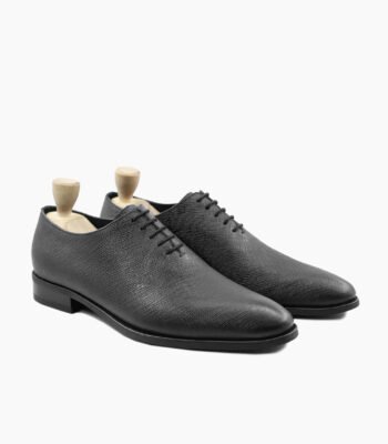 Kingman Wholecut Black Pebble Grain Leather Shoes