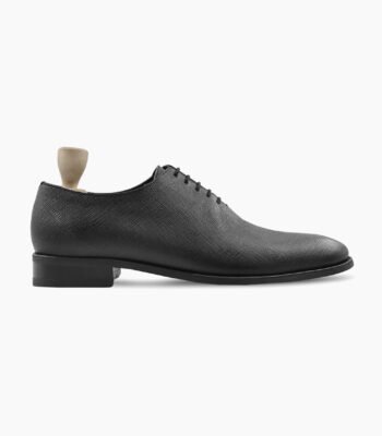 Kingman Wholecut Black Pebble Grain Leather Shoes