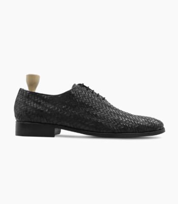Livermore Wholecut Black Hand Woven Calf Leather Shoes